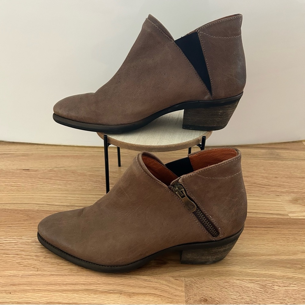 KANNA - Booties Ankle Boots Brown Leather Zip Womens Sz 38/7-7.5  Made in Spain